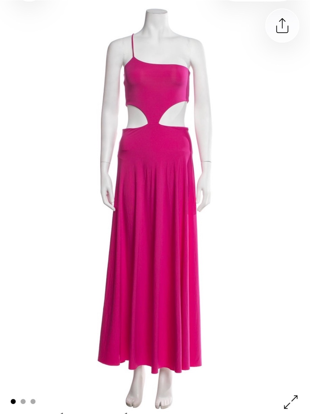 Maygel Coronel Hot Pink Cutout Maxi Dress with One-Shoulder Strap